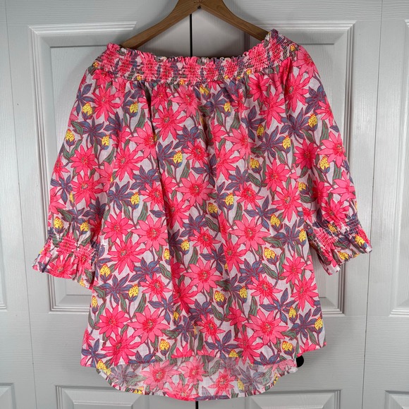 Women's Vineyard Vines Red Floral Print Top Size XL - Picture 3 of 8